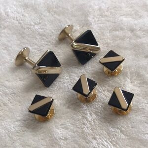 Gold and Black Onyx Cufflink and Buttons 6pc Set